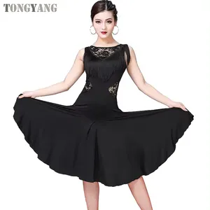 טונג'יאנג תחרות ריקוד לטיני באיכות גבוהה שמלת טנגו שמלות נשים מסיבת ריקוד תלבושות תלבושות תחרה פרינג' קישוט