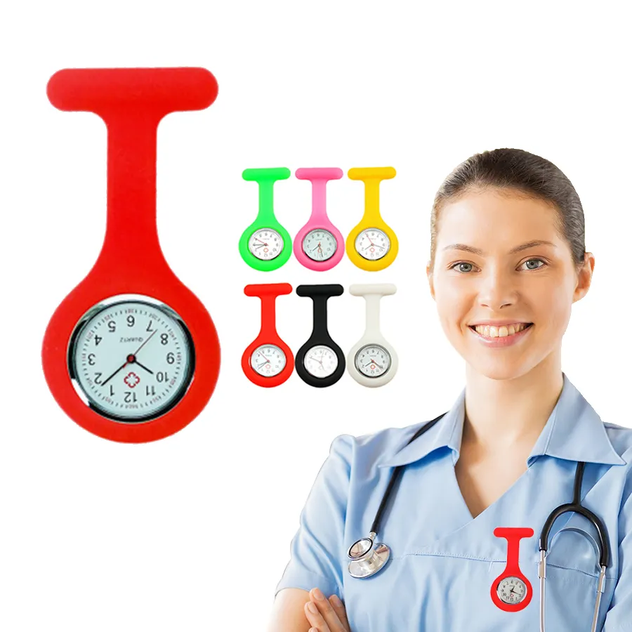 휴대용 다채로운 Fob 간호사 포켓 브로치 시계 실리콘 사용자 정의 유방 시계