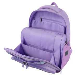 Purple Nylon Student <b>Backpack</b> 15 Inches Softback Multiple Pockets Zipper Closure Unisex Fashion Day <b>Backpack</b> - Product Image 4