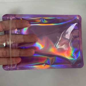 Embalaje de plástico de Pvc pequeño color holográfico al por mayor nueva bolsa de cremallera transparente esmerilada personalizada para mascotas para bolsa de joyería - Product Image 5