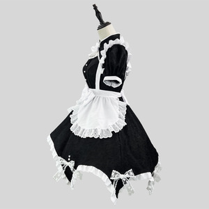 Black And White Jacquard Chinese Maid Lolita Dress Plus Size Cosplay Costume For Anime Role Playing - Product Image 2