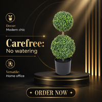 Topiaire artificielle verte durable, résistante aux UV et imperméable, 60 cm, plante d'extérieur en PE, arbre en pot pour jardin, balcon, intérieur