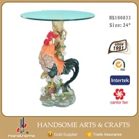 Table basse en verre avec animal en résine de 24 pouces, léopard, avec modèle peint et technique de peinture, produit fini