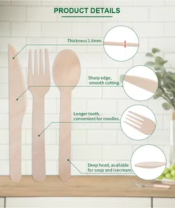 China Manufacturer Biodegradable Bulk Birch Wooden Cutlery Fork Disposable Wooden Flatware Cutlery Set
