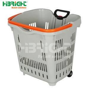 Venta caliente logotipo personalizado Carro de mano rodante con cesta de plástico duradero bajo MOQ cestas de compras - Product Image 1