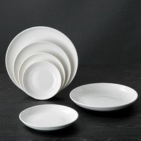 Vaisselle d'hôtel, assiette plate en céramique blanche pure, résistante au micro-ondes, design minimaliste moderne, style occidental, steak