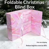 Boîte de calendrier de l'Avent de Noël rose à 24 compartiments, personnalisable, vide, pour chocolats, boîte cadeau mystère, emballage d'usine