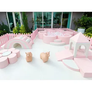 Soft play set soft play kid's indoor 4 level pink soft play toy