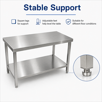 Plan de travail double couche en acier inoxydable SUS304, table de préparation alimentaire commerciale, équipement de cuisine hygiénique pour hôtel