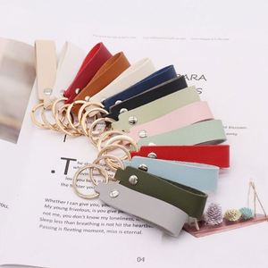 Wholesale Accept Custom Flat PU Leather Wrist Strap Keychain Key Holder Key Strap <b>Wallet</b> Bag Keyring Holder - Product Image 5