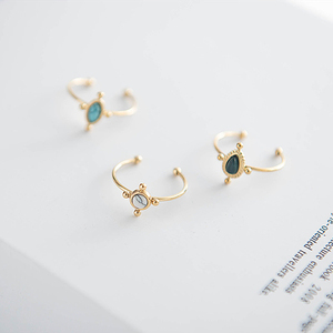 Resizable kích thước của phụ nữ 18K vàng mạ thép không gỉ trang sức naturalstone có thể điều chỉnh ngón tay nhỏ Nhẫn - Product Image 6