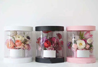 Boîte à fleurs ronde coréenne, seau pour arrangement floral, boîte en papier avec fenêtre transparente en PVC, boîte à fleurs cadeau