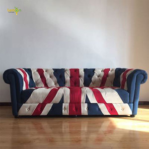 Union Jack Cheterfield Tufted Buttoned 2 Seater Patchwork <strong>Velvet</strong> <strong>Sofa</strong> Hotel Old Chesterfield <strong>Crushed</strong> <strong>Velvet</strong> Couch <strong>Sofa</strong> - Product Image 1