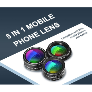 Objectif d'appareil photo pour téléphone portable 5 en 1 : fisheye, téléobjectif, grand angle, macro, objectif pour téléphone mobile - Product Image 2