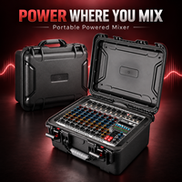 Console de mixage portable 8 canaux avec amplificateur intégré, effets numériques et étui de transport pour la musique live et les événements religieux