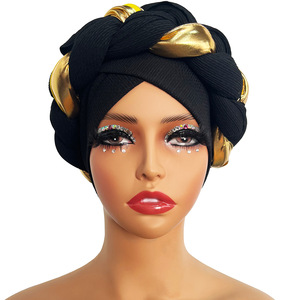 Diadema a juego de color Fried Dough Twists para mujer, sombrero cruzado Twist, diadema trenzada gruesa de punto de moda, pañuelo musulmán Baotou - Product Image 6