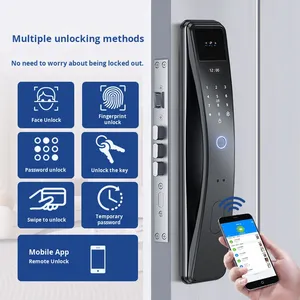Tuya thông minh khóa cửa gỗ với cuộc gọi video từ xa 3D Nhận dạng khuôn mặt mật khẩu vân tay & lưu trữ đám mây <span class=keywords><strong>Wifi</strong></span> giám sát - Product Image 4