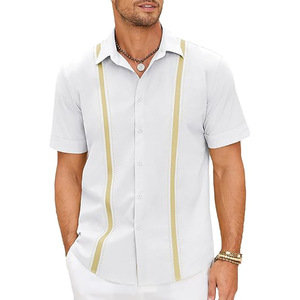 2026 nueva camisa de <span class=keywords><strong>guayabera</strong></span> cubana para hombre KJ, camisas de manga corta con botones, camisas informales de lino de playa de verano de alta calidad para hombres - Product Image 4