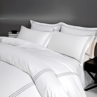 Ensemble de literie d'hôtel 4 pièces, drap de lit blanc épaissi 100% coton, housse de couette, luxe pour maison d'hôtes, norme OEKO-TEX 100