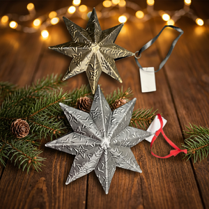 Étoile de Noël artisanale en fer à suspendre avec impression numérique, décoration durable pour la maison et les occasions spéciales - Product Image 1