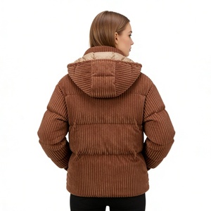 Veste d'hiver épaisse en velours côtelé et nylon teint, à capuche, pour <span class=keywords><strong>femme</strong></span>, Boying, nouvelle collection, élégante, coupe classique, personnalisable en usine, ODM - Product Image 3