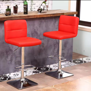 Taburete de Bar Minimalista de Estilo Nórdico con Respaldo de Estilo <span class=keywords><strong>Italiano</strong></span>, Taburete de Bar Giratorio de Cuero con Patas Altas - Product Image 4