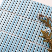 MM Mosaic Cuisine Dosseret Salle de bain Bar Mur 12x92mm Stackbond Bleu Porcelaine émaillée Céramique Bande Doigt Mosaïque Kit Kat Tiles