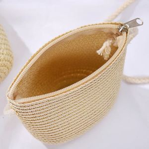 Doublures de sacs à <span class=keywords><strong>pain</strong></span> réutilisables, impression bohème personnalisée, <span class=keywords><strong>sac</strong></span> de plage et de pique-nique rond en paille et corde de papier - Product Image 4