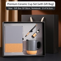 Ensemble de bureau en céramique minimaliste avec logo personnalisé, kit cadeau d'entreprise avec bloc-notes, stylo et tasse pour le bureau