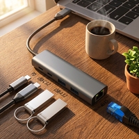 Adaptor Ethernet Hub USB 3.2 C ke RJ45 10/100/1000Mbps Akses Jaringan untuk Keyboard Mouse Kamera PC Ponsel 10Gbps Kecepatan Cepat