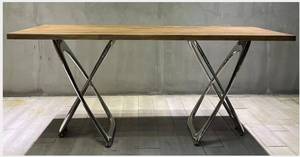 Pieds de <span class=keywords><strong>table</strong></span> commerciaux de luxe en acier inoxydable poli miroir, en forme de X torsadé, pour projets hôteliers, restaurants et clubs - Product Image 2