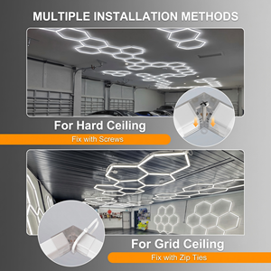 Lumière de garage LED hexagonale, connectable, pour atelier, éclairage de plafond pour atelier de réparation automobile, garage, parking, entrepôt - Product Image 3