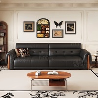 Canapé-lit électrique Chesterfield moderne FZT, ensemble carré rembourré en cuir PU avec pieds en bois, extensible pour salons et chambres