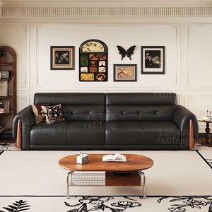 FZT Modern Chesterfield Electric <b>Sofa</b> Bed Set Square Upholstered Leather with Wood Legs Extendable <b>for</b> Living Rooms - Product Image 4