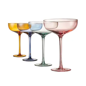 Gran oferta de gafas de color Coupe, Juego de 4 gafas Spectrum Coupe, flautas de champán multicolores para fiesta