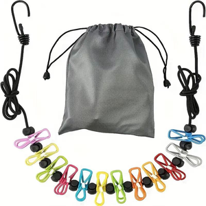 Tendedero de Ropa Extensible Portátil para Viajes con 12 Pinzas para Ropa, Accesorios para Camping y Uso en Interiores y Exteriores - Product Image 1