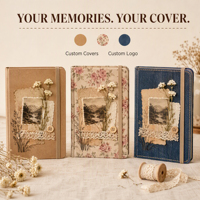 LABON Journal de voyage vintage personnalisé A5, couverture en tissu kraft et denim, avec poches pour collage, cartes déchirées, timbres-poste, dentelle et boutons