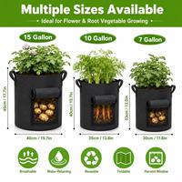 Sacs de culture de pommes de terre personnalisables avec logo pour carottes, oignons verts et plus, en tissu non tissé respirant, réutilisables, jardinières de patio de 7/10/15 gallons