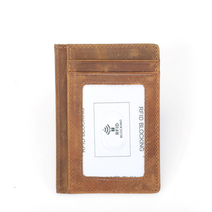 Tarjetero de Cuero Genuino Crazy Horse Personalizado con Bloqueo RFID, Minimalista para Hombre - Product Image 4