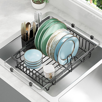 Égouttoir à vaisselle extensible antirouille multifonctionnel, support de rangement peu encombrant pour l'organisation du comptoir de cuisine