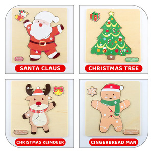 DAMAI 4 Pack Christmas Wooden Puzzles for Kids Christmas Stocking Stuffers for Toddlers Christmas Toys Party Favors Gifts - Product Image 2