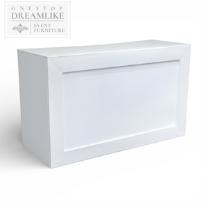 Comptoir de bar blanc moderne avec rangement <span class=keywords><strong>multicouche</strong></span>, construction durable en fer et acrylique, base sur piétement pour usage domestique, hôtelier et commercial - Product Image 2