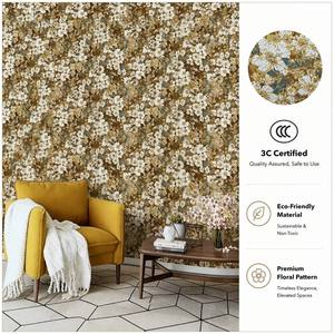 Papel Tapiz Floral Vintage Personalizado, Revestimiento de Pared con Fondo Marrón para Oficina Moderna y Sala de Estar - Product Image 1