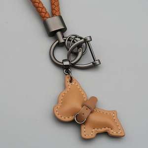 LLavero de cuero PU al por mayor de fábrica, llavero de Francés <span class=keywords><strong>Bulldog</strong></span>, bonito llavero de coche de dibujos animados para tienda de coches - Product Image 6