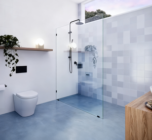 מחיצת מקלחת מודרנית ללא מסגרת, זכוכית מחוסמת, מוט תמיכה נשלף, עיצוב עמיד למים, לדירת אמבטיה, שחור/זהב - Product Image 5