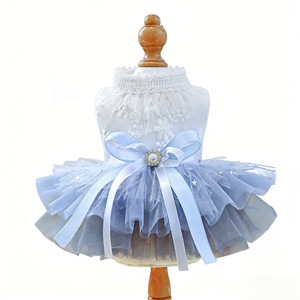 Vestido de princesa para perros y gatos, falda de tul bordada, conjunto lindo para cachorros pequeños, vestido de poliéster para las cuatro estaciones - Product Image 5