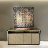 Aparador de Lujo Contemporáneo con Estructura Metálica Premium, Gabinete de Almacenamiento Moderno para Sala de Estar con Revestimiento de Madera para Recibidor