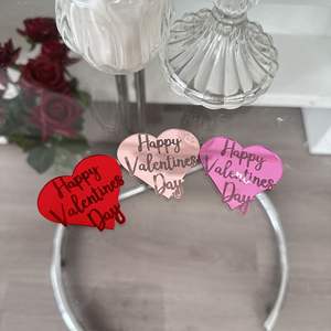 ท็อปเปอร์อะคริลิคสำหรับคัพเค้ก สำหรับงานฉลองครบรอบ งานหมั้น งานปาร์ตี้สุดโรแมนติก พิมพ์ด้วยข้อความสุขสันต์วันวาเลนไทน์ ตกแต่งรูปหัวใจทันสมัย - Product Image 3