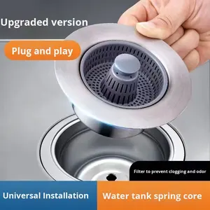 Filtro de desagüe emergente moderno para fregadero de cocina, de ABS, antiobstrucción, tipo prensa, con cesta para lavavajillas - Product Image 5