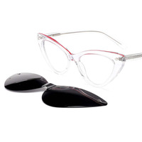 Nouvelles montures de lunettes œil-de-chat élégantes pour femmes avec clip magnétique polarisé, monture de lunettes de vue tendance prête à l'emploi